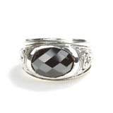 925 Sterling Silver Oval Faceted Onyx Men's Ring - Timeless Style