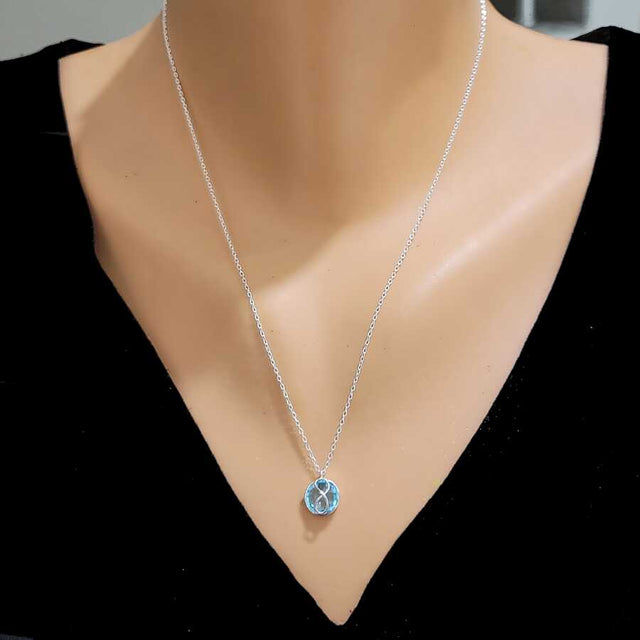 Sterling Silver Infinity Pendant Necklace - Synthetic Aquamarine