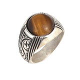 Professional 925 Sterling Silver Tiger Eye Gemstone Men's Ring
