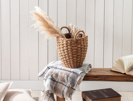Small Wicker Storage Basket - Decorative Home Organizer