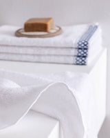 Set di 4 Asciugamani da Mano in Misto Cotone - Topaze Bianco/Blu