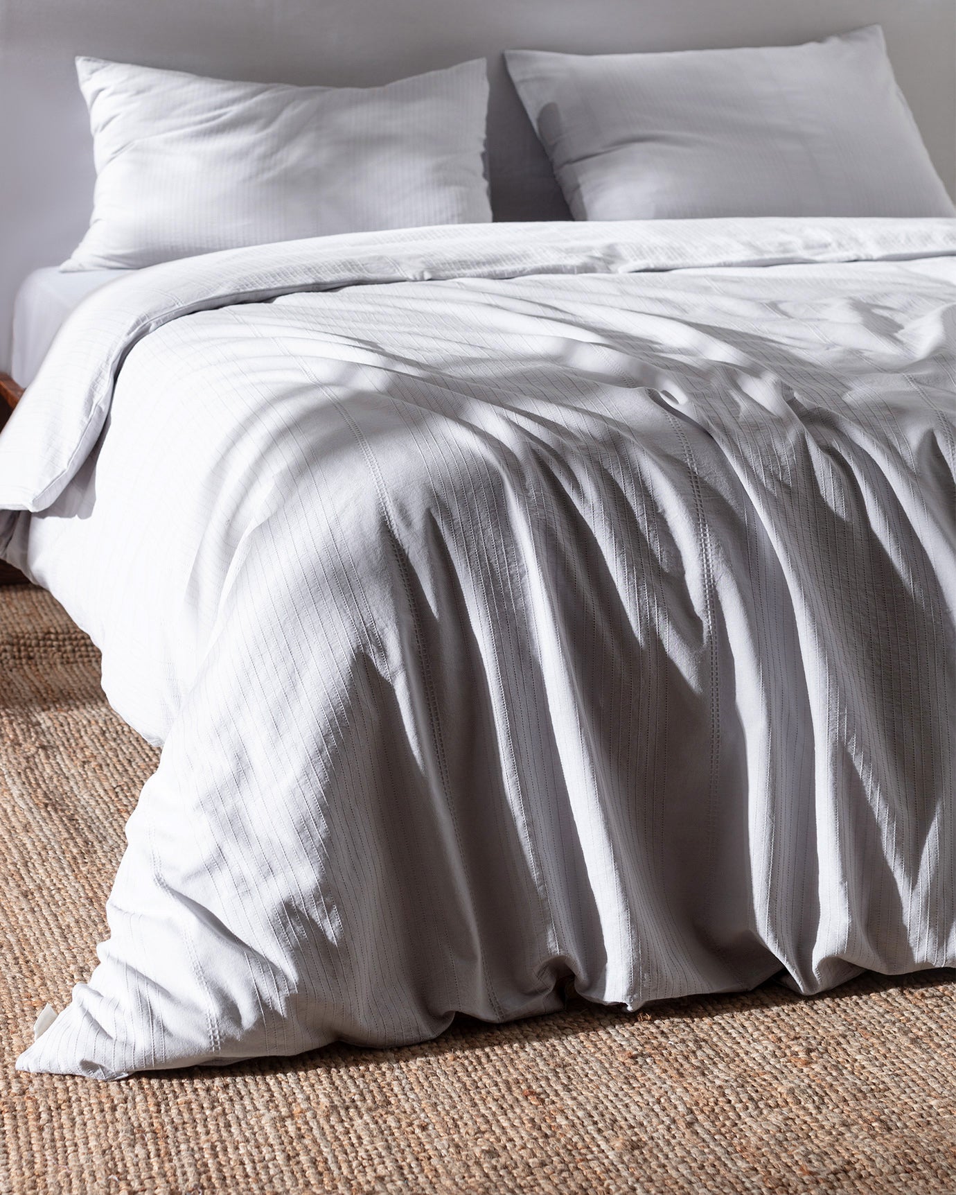 100% Cotton Dobby Weave Duvet Cover Set - Twin Size, Light Gray