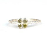 925 Sterling Silver Peridot Zircon Four-Stone Clover Ring
