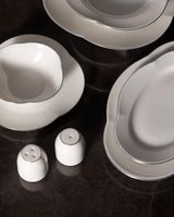 Elegant 28-Piece Dinner Set for 6 People - White & Silver Finish