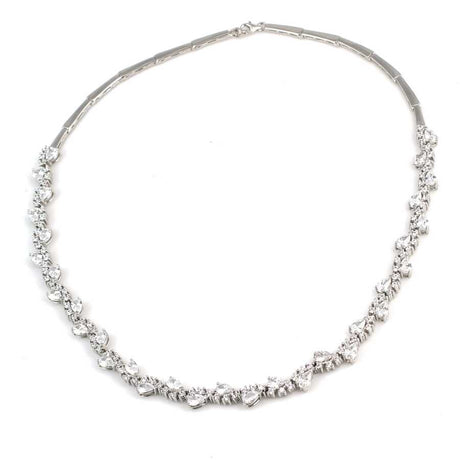 Sterling Silver White Zircon Continuous Flow Waterway Necklace