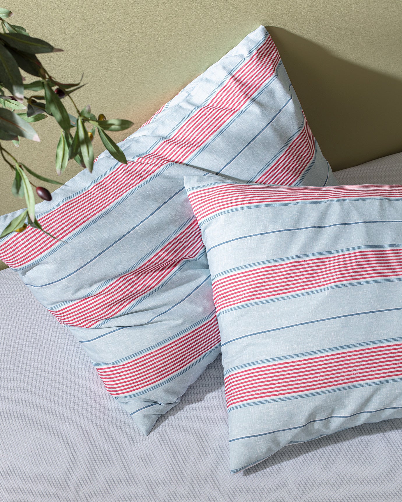 Vibrant Printed Cotton Double Duvet Cover Set - Blue & Red