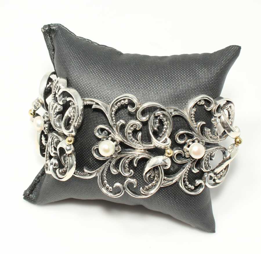 Sterling Silver Pearl Bracelet - Antique Byzantine Constantinople