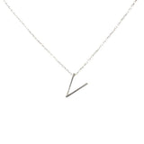 Professional 925 Sterling Silver 3D V Initial Necklace