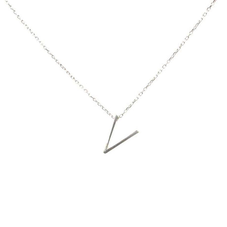 Professional 925 Sterling Silver 3D V Initial Necklace