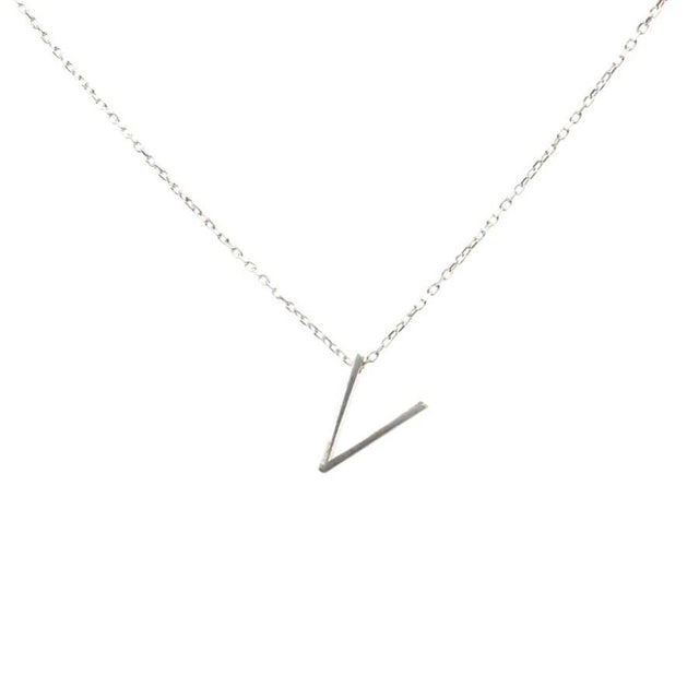 Professional 925 Sterling Silver 3D V Initial Necklace