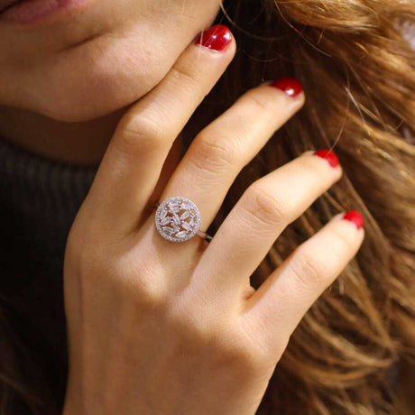 925 Sterling Silver Baguette Zircon Ring - Contemporary Round Design