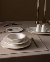 New Bone China 6-Person Dinnerware Set - Elegant White & Gold