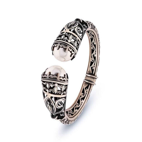 Sterling Silver Mabe Pearl Bracelet - Ancient Constantine Design