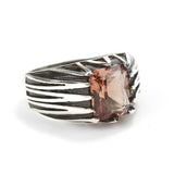 Bague rectangulaire Sultanite pour homme en argent sterling 925 de qualité supérieure