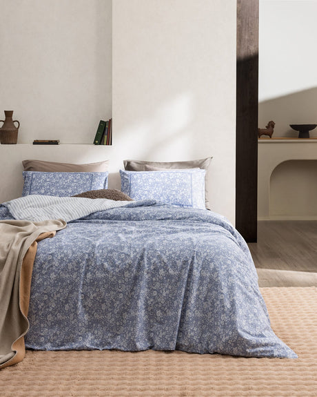 100% Cotton King Size Bedding Set - Fitted Sheet & Printed Design