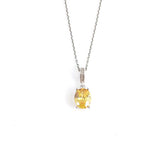 925 Sterling Silver Oval Citrine-Colored Zircon Pendant Necklace