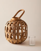 Alvia Natural Wood Lantern - Handcrafted Rustic Home Decor