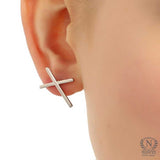 925 Sterling Silver Curved X Earrings - Modern Minimalist Design