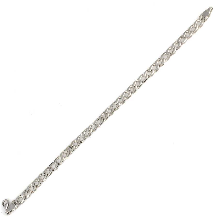 Sterling Silver Thin Flat Curb Chain Bracelet - Minimalist