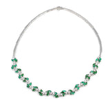 Sterling Silver Lotus Flower Waterway Necklace with Green & White Zircon