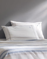 Queen Size Cotton Pique Bedding Set - Ecocell Print, Navy Grey