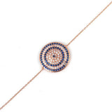 Sterling Silver Large Evil Eye Bracelet - Zircon Pave Charm