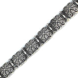 925 Sterling Silver Square Domed Filigree Statement Bracelet