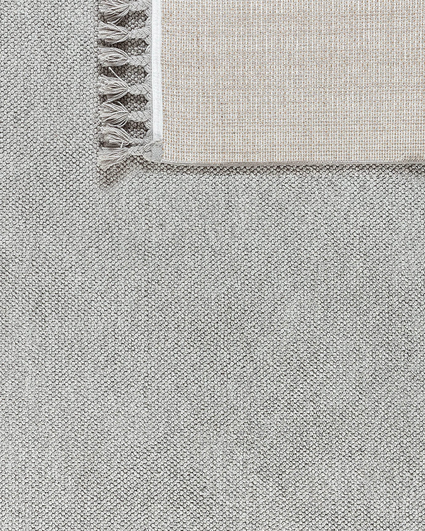 Polyester Area Rug - Modern Grey with Fringed Edges