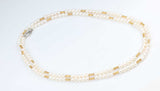 925 Sterling Silver Double Strand Pearl Necklace - Elegant Fancy Design