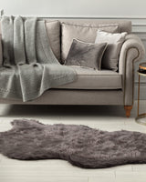 Acrylic Blend Faux Fur Area Rug - Anthracite Deep Pile
