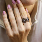 925 Sterling Silver Filigree Ring - Zircon Accented Design