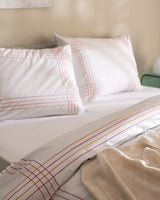 100% Cotton Double Duvet Cover Set - Holly White & Orange