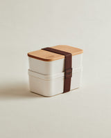 Set of 2 Wooden Lid Food Storage Containers - 500ml Lunch Boxes