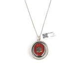 Sterling Silver Reversible Red Enamel Initial Necklace