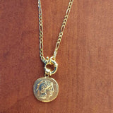 925 Sterling Silver Medallion Necklace - Figaro Chain