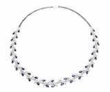 Sterling Silver Zircon Waterfall Necklace - Leaf Motif Design