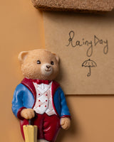 Jolie Bear Refrigerator Magnet - Cute Home Decor Accent - Navy Blue & Burgundy