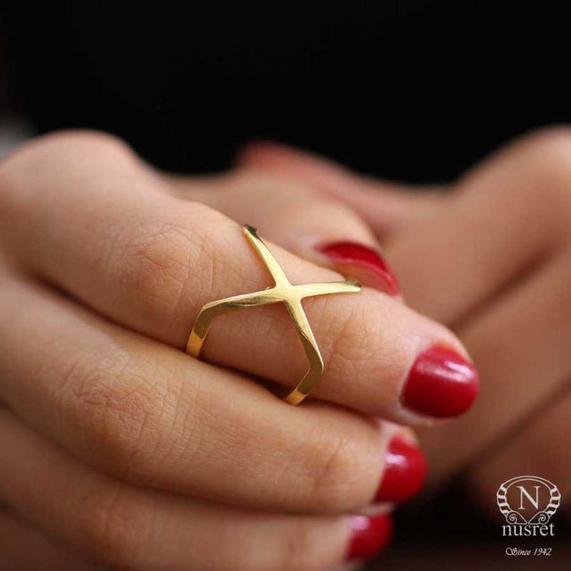 925 Sterling Silver X-Design Ring - Adjustable & Modern Style