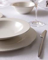 New Bone Porcelain 6-Person Dinner Set - Elegant White & Silver
