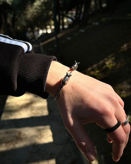 Sterling Silver Bracelet - Adjustable Rhinoceros Design