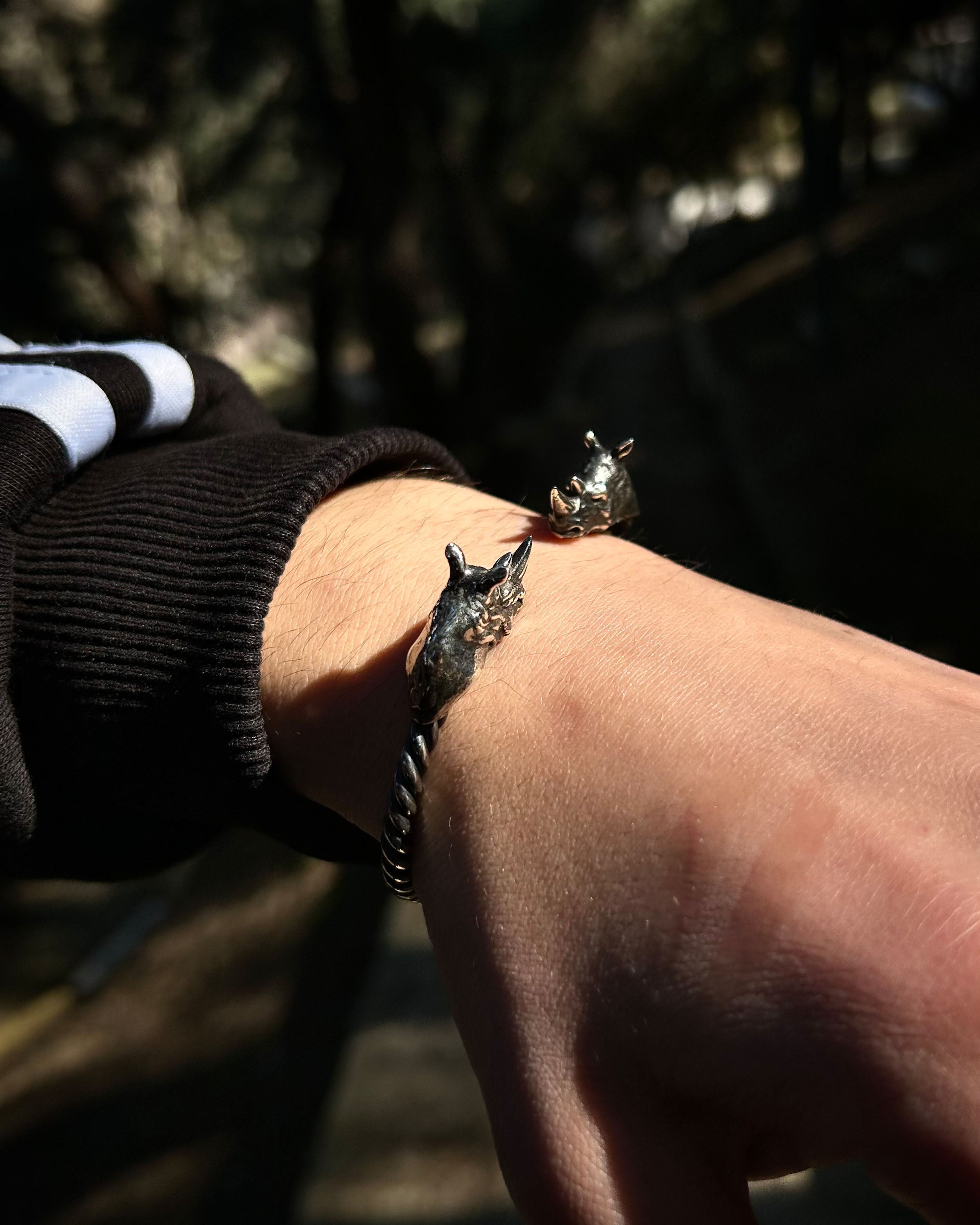 Sterling Silver Bracelet - Adjustable Rhinoceros Design
