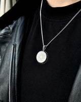 Collana con pendente rotondo in argento sterling con sigillo di Salomone e saggezza