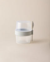 Portable Snack Container with Spoon, 400ml Food Storage Box, Soft Green