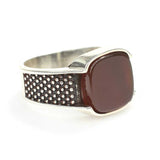 925 Sterling Silver Agate Men's Ring - Distinctive Stone Design