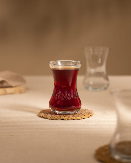Clear Glass 6-Piece Tea Glass Set - Delicate Daisy Touch Design