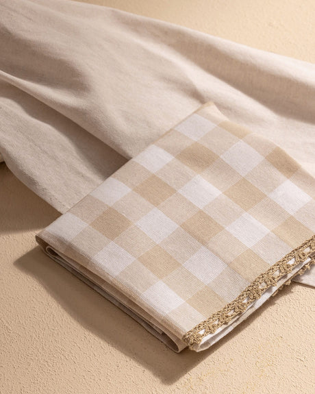 Cotton Blend Drying Cloth Set of 2 - Artisanal Kopanaki Lace Detail