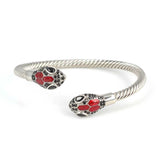 Premium 925 Sterling Silver Black Stone Snake Head Twisted Men's Bracelet