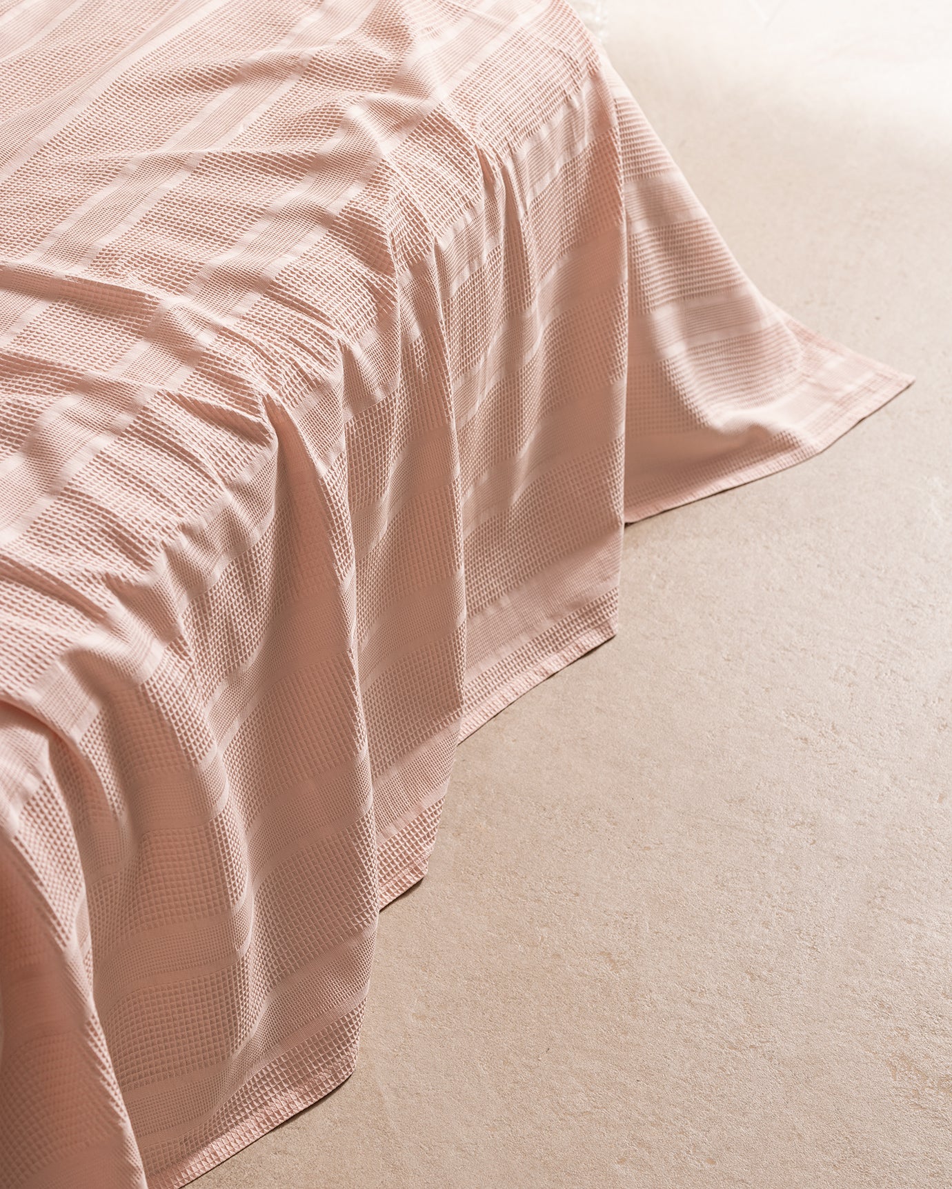 King Size 100% Cotton Pique Bedding Set, Blush Pink