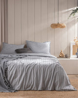 Cotton Blend Sateen Single Duvet Set - Modern Striped Design