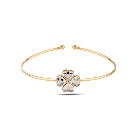 Elegant Fortuna Bangle - Sparkling Four-Leaf Clover Design